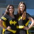 Sophomores Angelica Aurelius and Rebecca Armentrout dress up in Batman shirts to represent the good side of OHS.