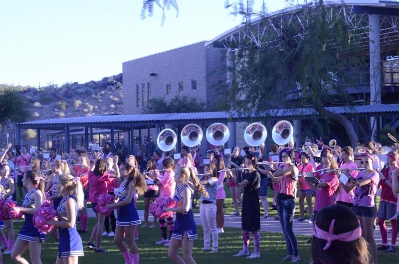 Students attend an excited pep rally before school last Friday. Photo by: Valerie Bond.