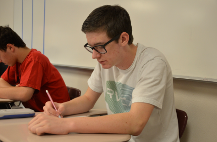 Tim Catchings, junior, studying for an upcoming math test. 