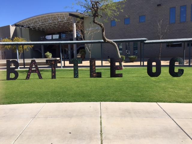 The Battle OC letters displayed on the grass serve as a reminder for the weeks festivities. 