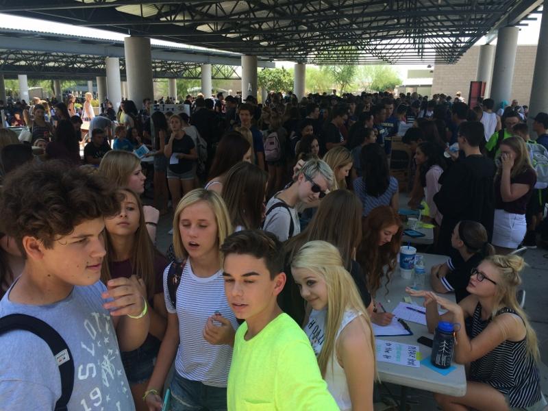 Hundreds of students gather at Club Rush.