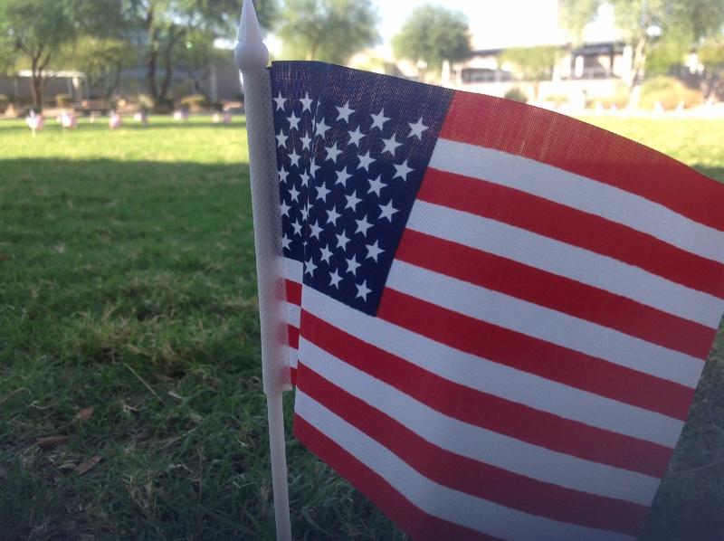 Flags are put up on OHS campus in memory of 9/11.