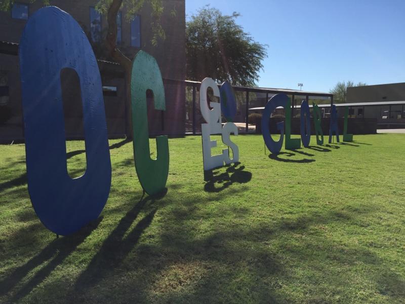 OC Goes Global sign sits in the middle of the OHS campus.