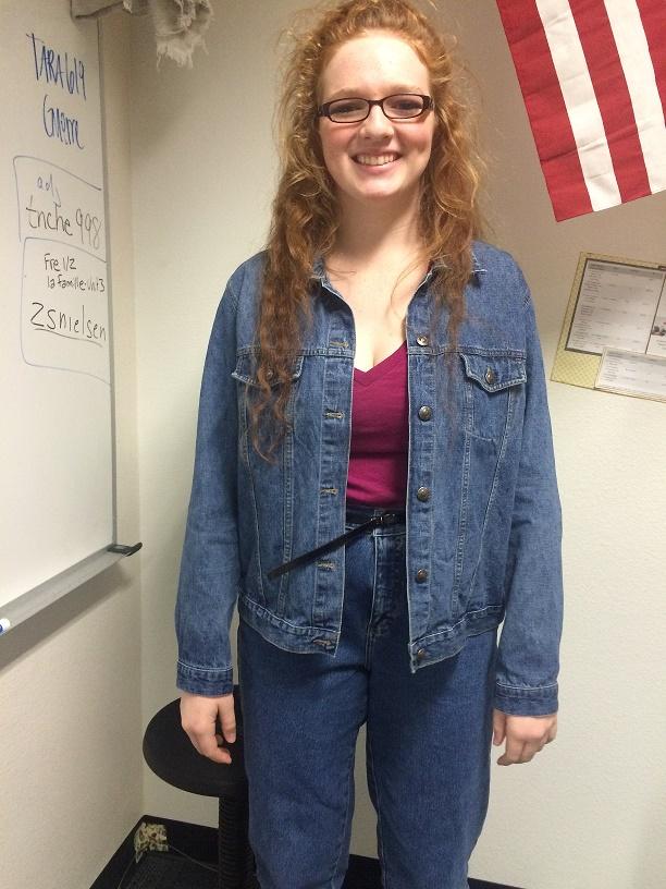 Tara Singleton in her mom jeans or whats better known as a Canadian Tuxedo. 