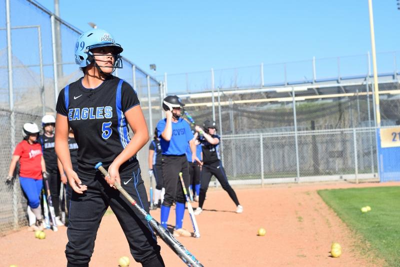 Andrea+Ramos%2C+freshman+and+Junior+Varsity+Softball+player%2C+prepares+to+bat+during+an+after+school+practice+.+The+players+were+currently+doing+bunting+practice