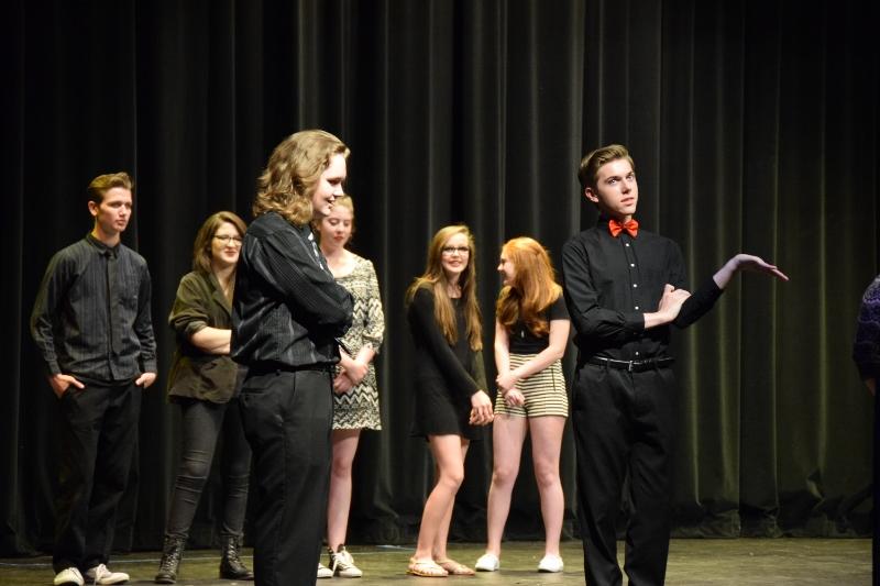 Brandon Smith, senior, and Riley Clark, sophomore, play the Dating Game