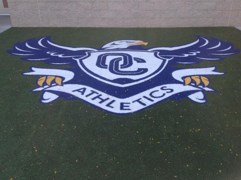 The new turf outside the gym.
