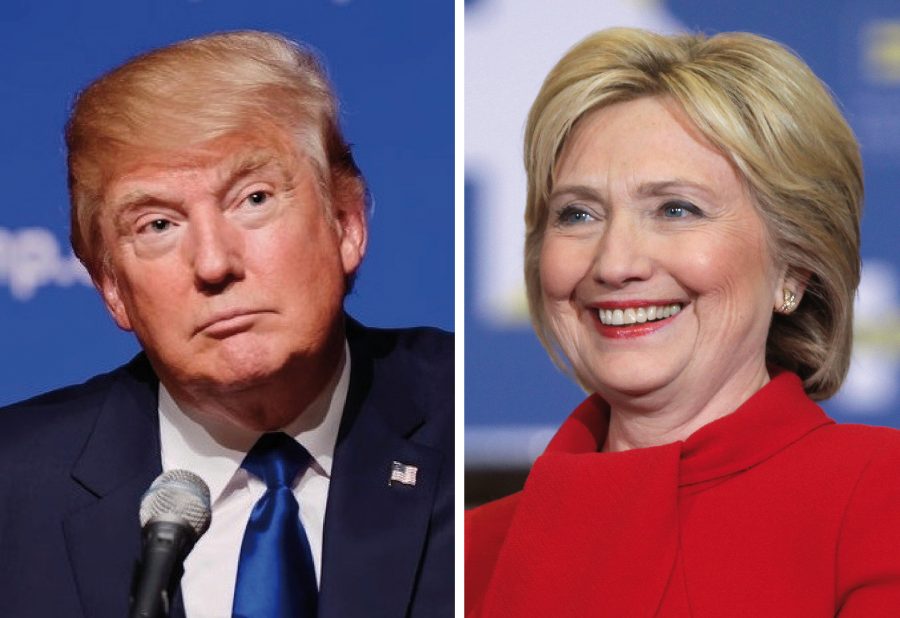 The two leading presidential candidates, Donald Trump (R) and Hillary Clinton (D).