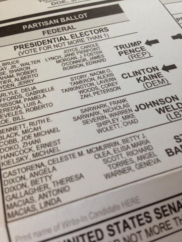 Early-voting ballot for this years candidates