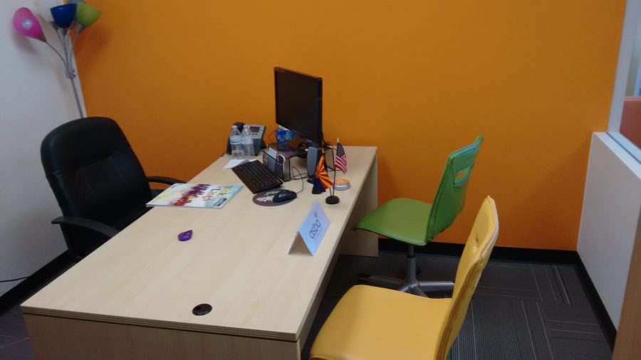 The desk and of ce of Yash Patel, senior, at Arizona Small Business Association in downtown Phoenix where he interns.