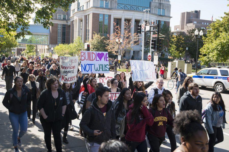 Early Oct. students of Minnesota gather for an Anti-Trump rally.