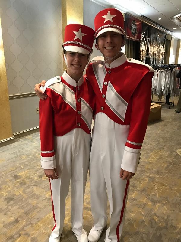 Tabitha Turner and Kaelen Wilbur in their uniforms before the parade.