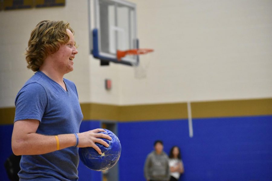 Aidan Sullivan, freshman, plays intramural dodgeball during Eagle Hour.