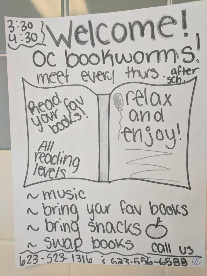 OC Bookworms is beginning meetings Thursdays after school, from 3:30 to 4:30.