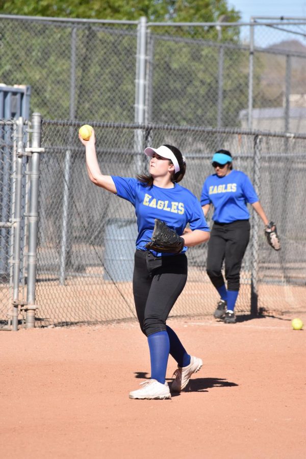 Rachel Saint-Erne, junior, warms up before a home game against Xavier Prep.