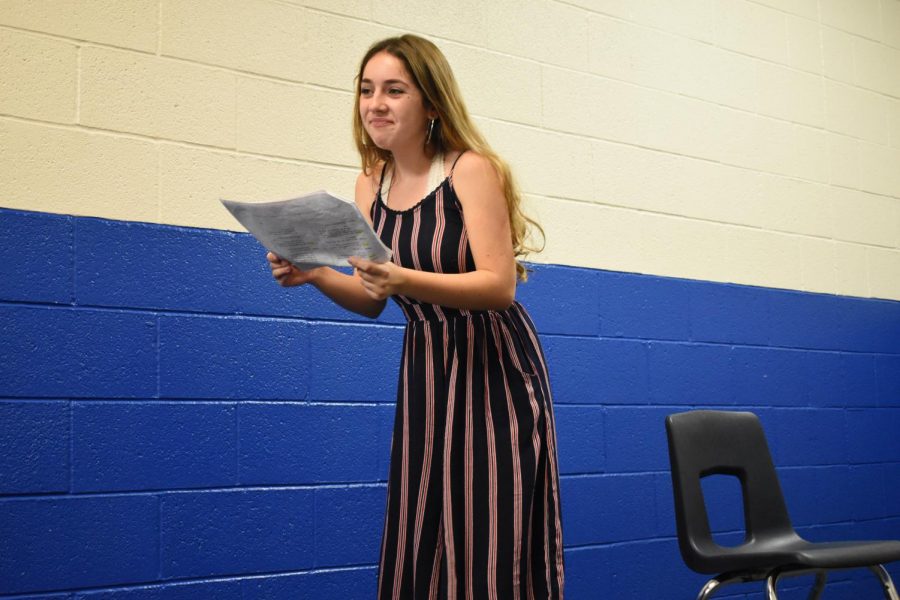 Haiden Ruffino, sophomore, runs her lines of LSH in the Performance Arts building.