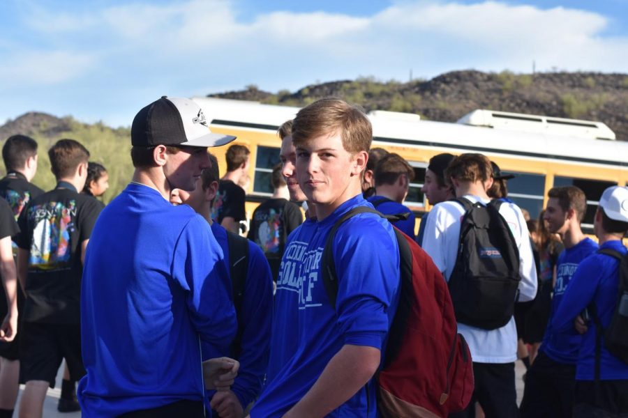 Boys golf team gets ready for the homecoming parade.
