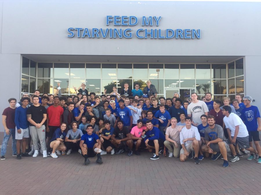 OHS Football and spiritline teams help out those in need through Feed My Starving Children packing programs.