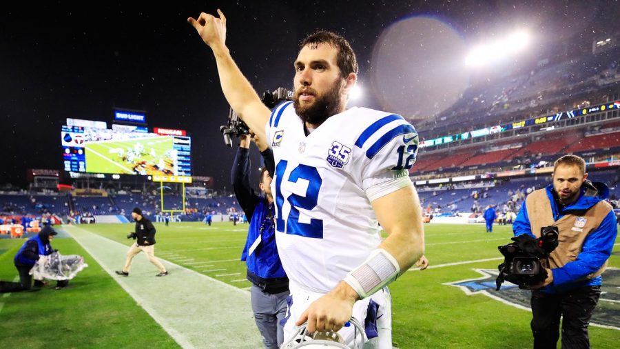 Indianapolis Colts quarterback, Andrew Luck, leaving the field and retiring