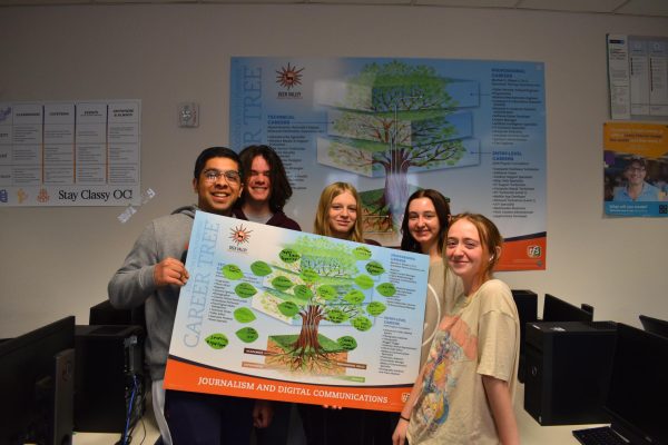 Journalism and digital communication students showcase their various options on the career tree.  