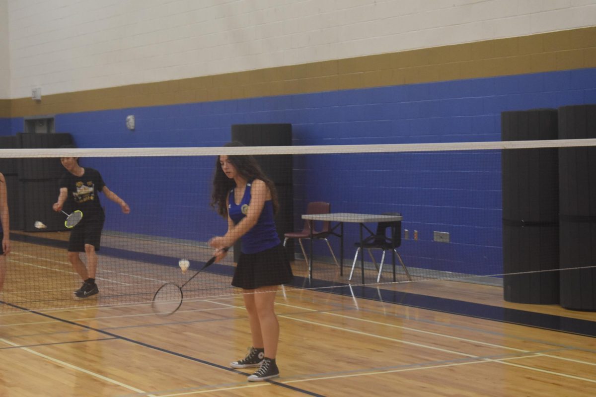 Lokelani Guydos, sophomore, serves the birdie during practice.
