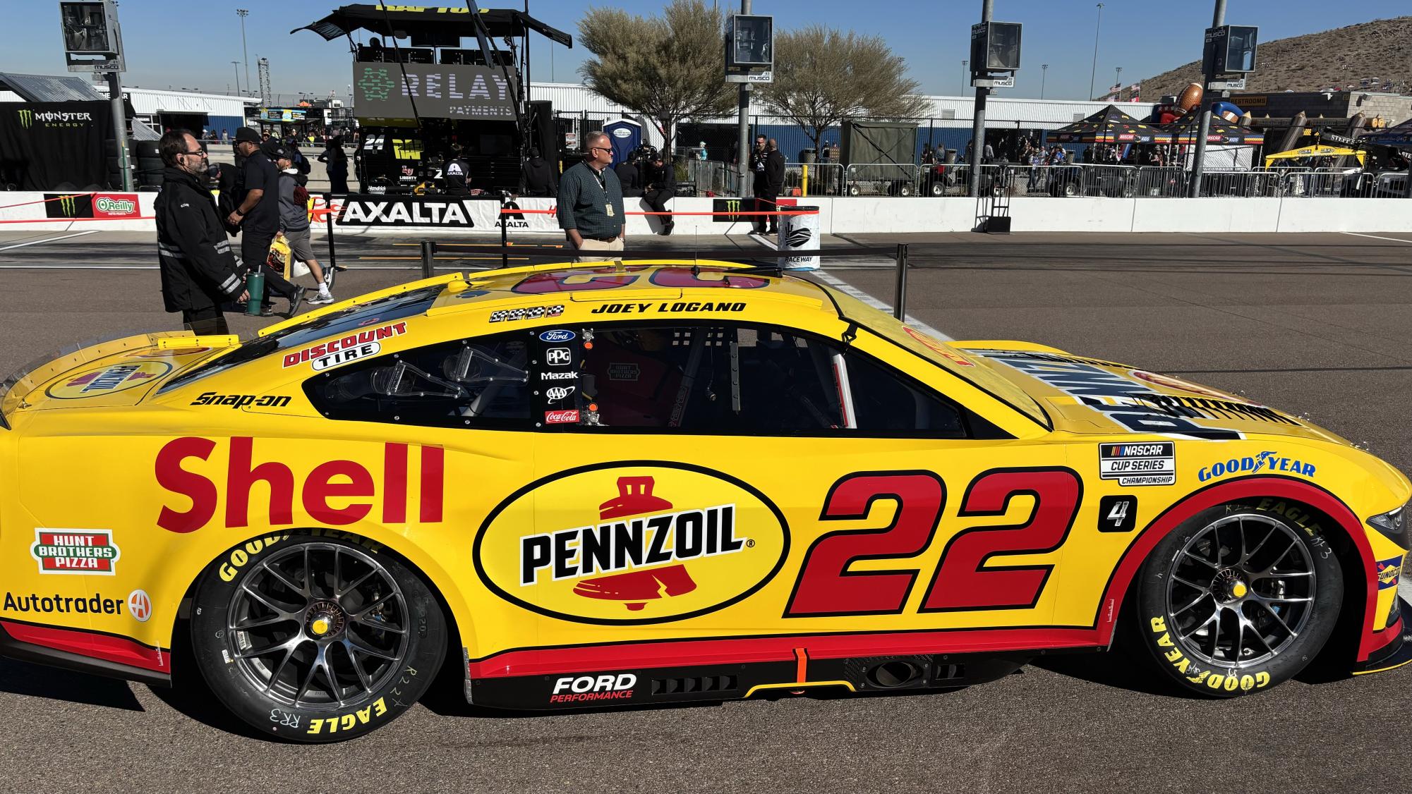 Joey Logano's car rests on the grid prior to the Championship Finale race at Phoenix Raceway