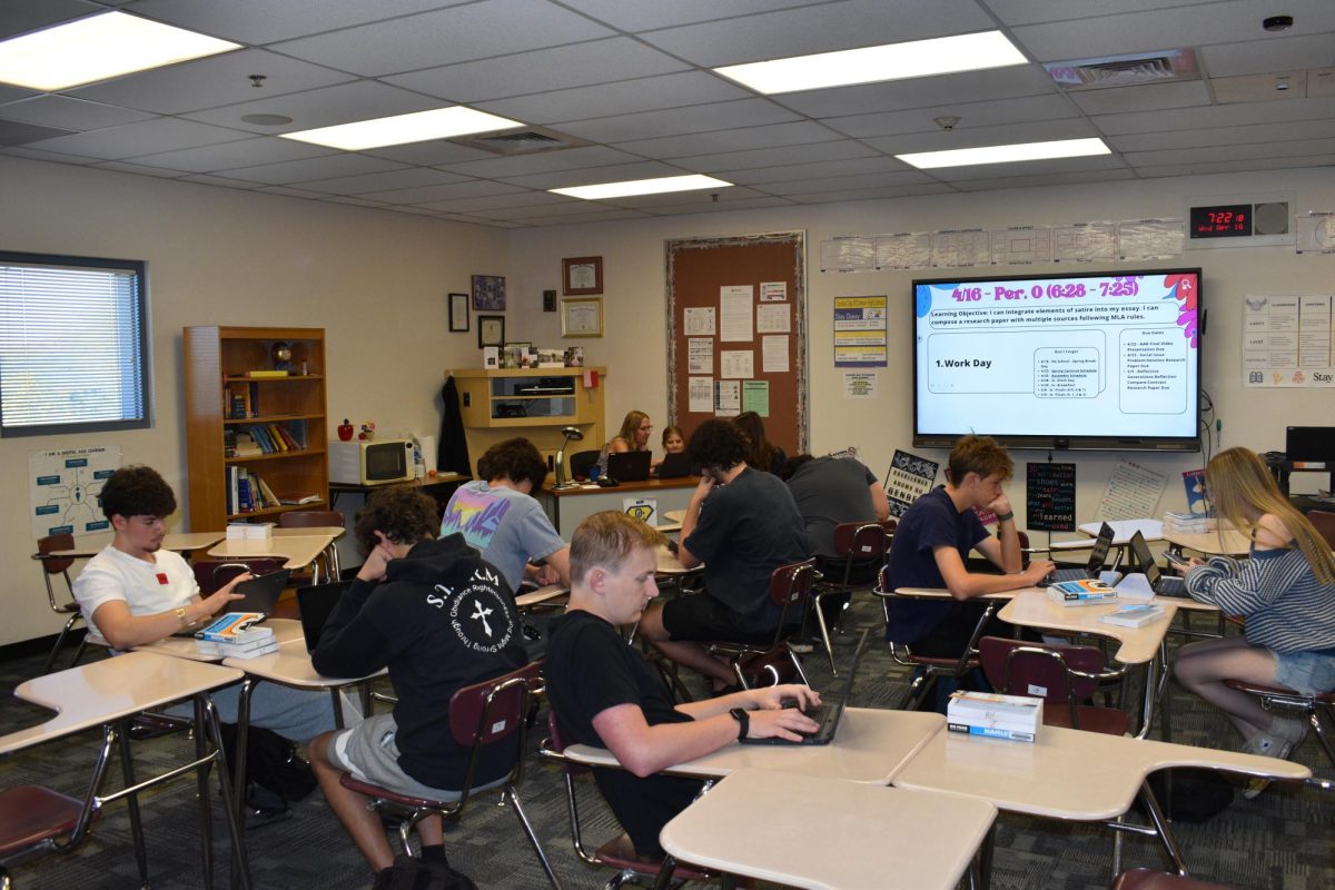 Seniors participate in a work day during zero hour to finish their assignment.
