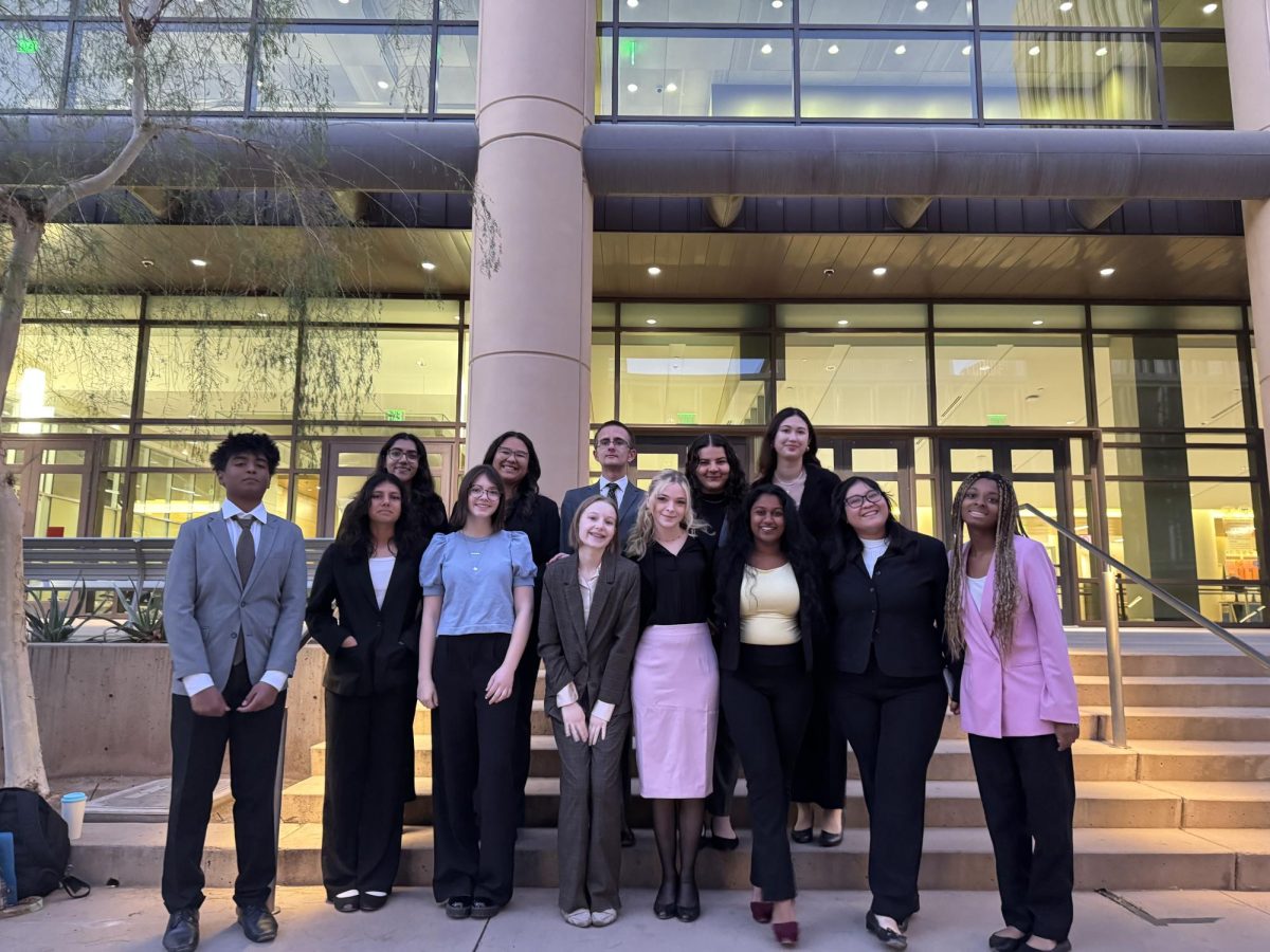 The Mock Trial team poses for a photo before their competition at the Maricopa County Superior Court. 