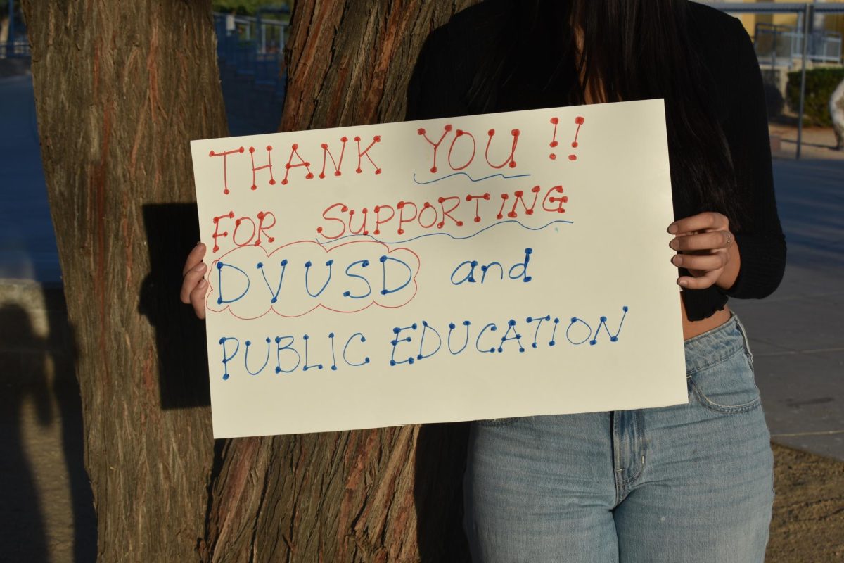 Teachers created signs to thank parents for voting 'YES' on the DVUSD override.