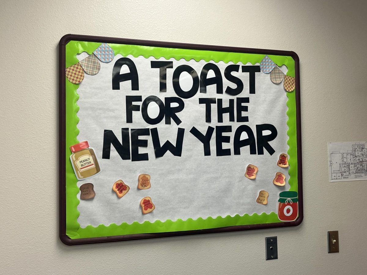 Students can add their New Year’s resolution on a board in the nurse’s office.